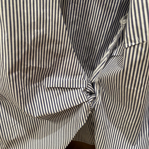 J.Crew Blue and White Striped Wrap blouse Xs NWT - Picture 4 of 10